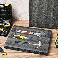 Vista 7 de Treela 1 hoja de espuma de polietileno personalizable de 16 x 12 x 2 pulgadas, relleno de espuma cortable de color negro grueso para estuches, hoja