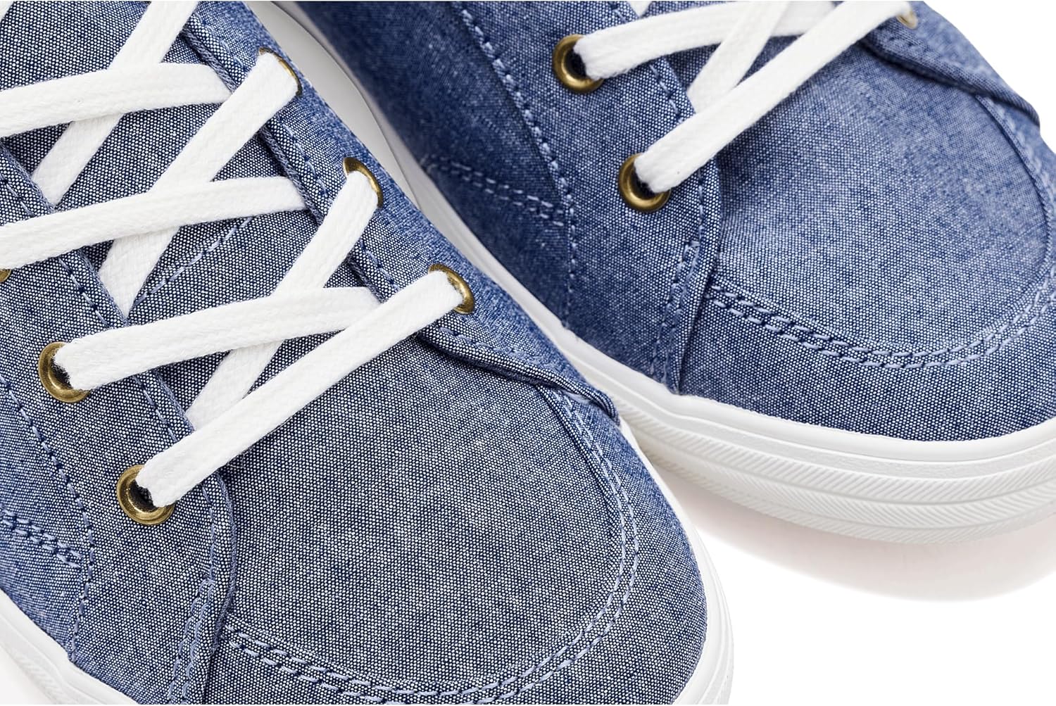 Keds Center III Lace Up Fashion Sneaker, Blue Chambray/Tan, 5