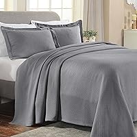 Vista 1 de Cubrecama doble Superior Diamond Solitaire de algodón de primera calidad Jacquard Matelassé con fundas de almohada a tono, color aguamarina, gris