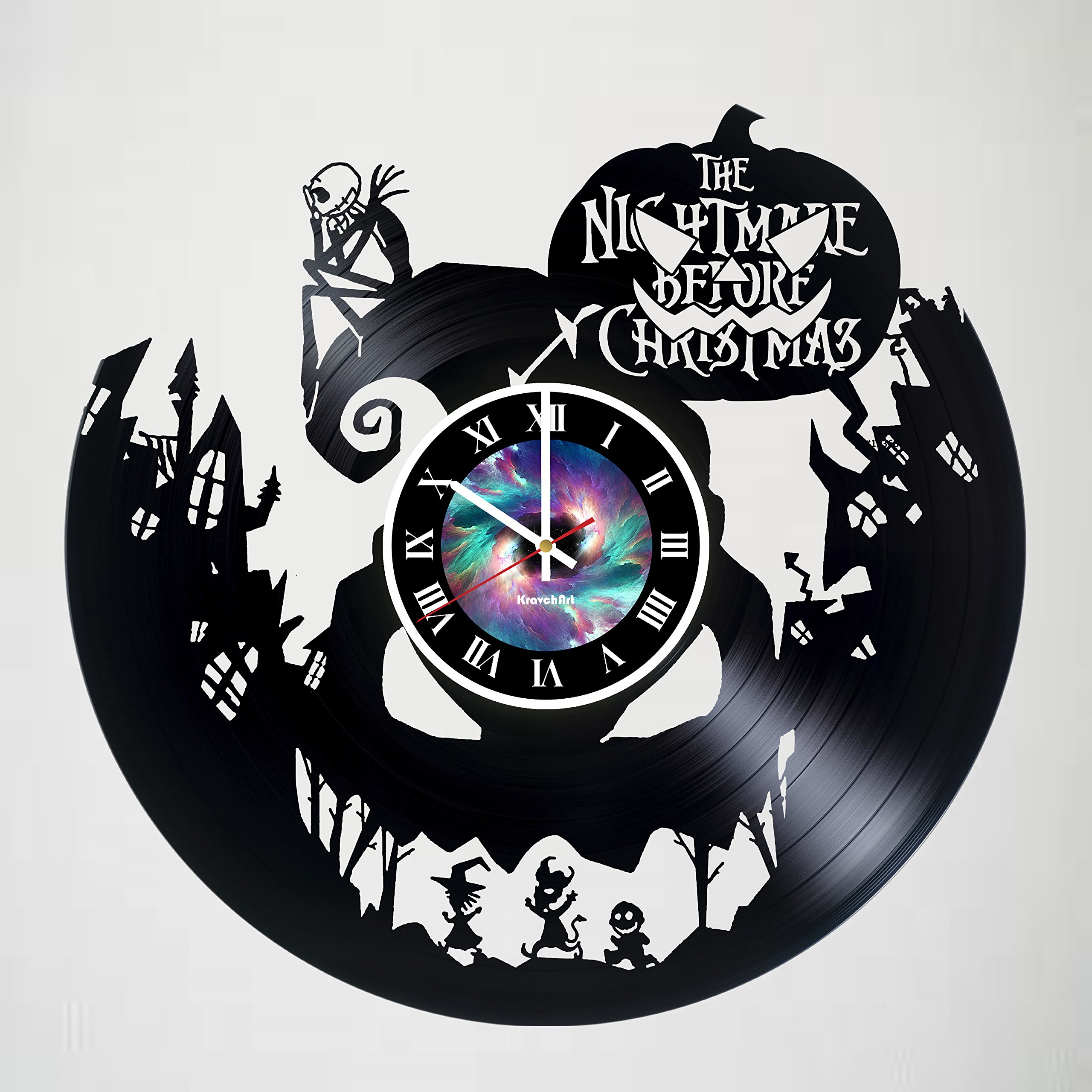 Wall Clock Compatible with Nightmare Before Christmas Incredible Vinyl Record Vintage Wall Clock - Room Decor Unique Living Kitchen KidsRoom Wall Decor - Gift idea for Children, Teens, Adults