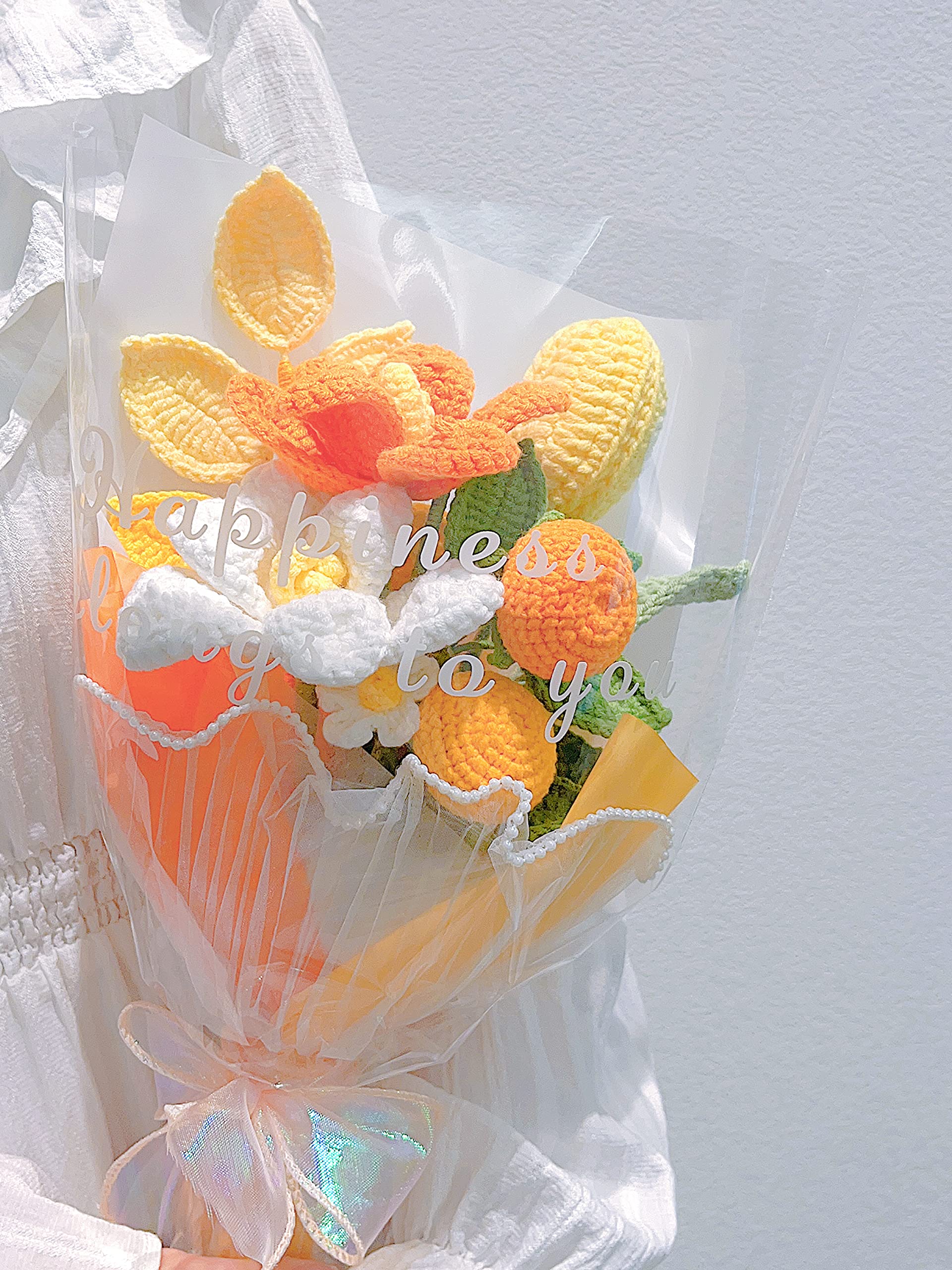 Amazon.com: JOMODECOR Handmade Crochet Tulip Orange Bouquet, Mixed