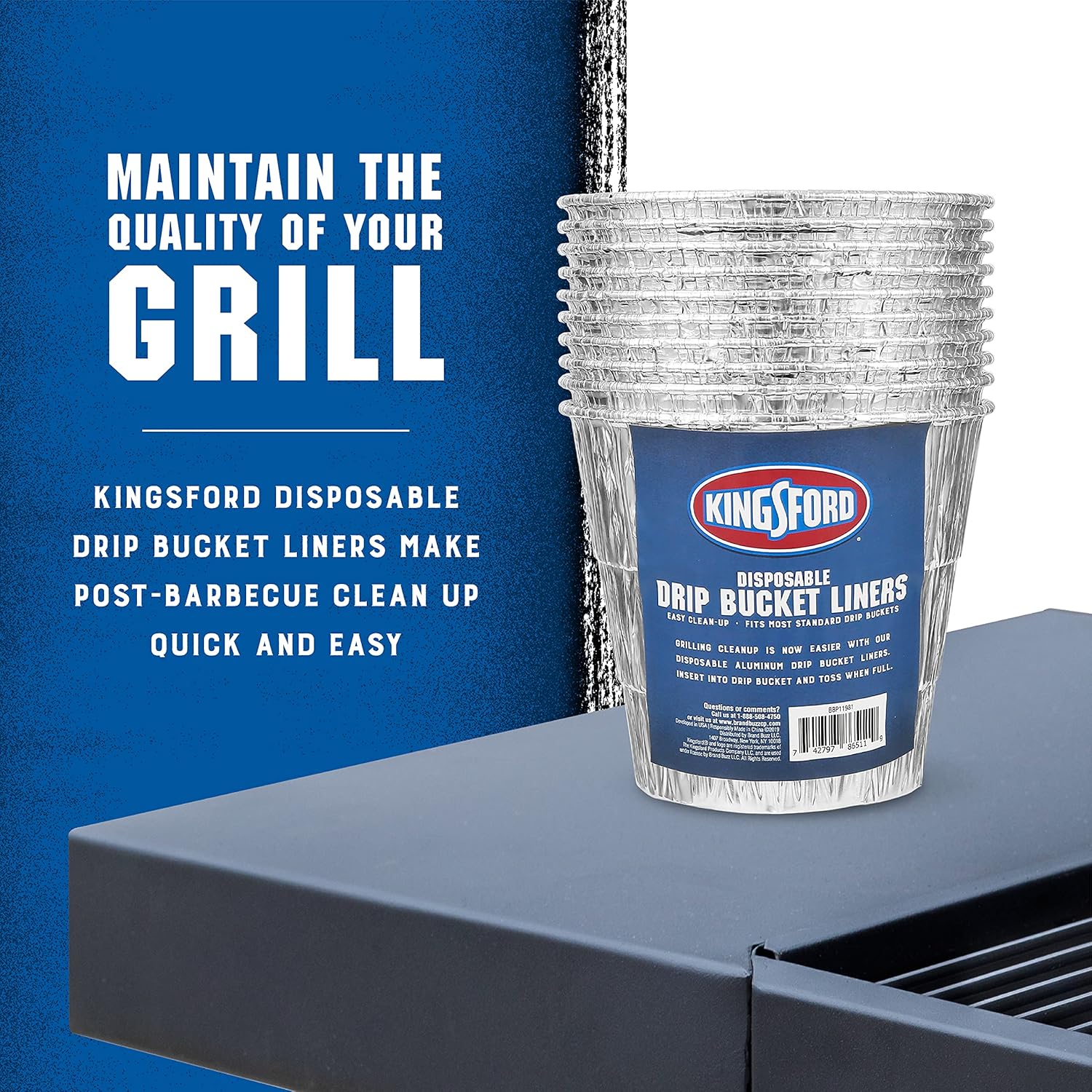 Kingsford Disposable Drip Bucket Liners, 10 Count | Aluminum BBQ and Grill Grease Bucket Liners | Easy Grill Clean Up, Fits Most Standard Drip Buckets (2 Pack, 20 Pieces Total) : Patio, Lawn & Garden