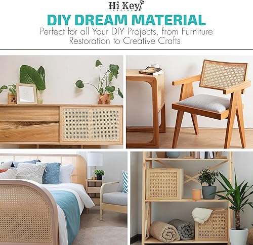 Miniatura 6 de Rollo de correas de caña de ratán de 24 pulgadas de ancho, material de caña tejida de malla abierta para cañas de silla, muebles de bricolaje