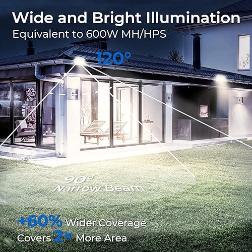 Miniatura 6 de CINOTON Luces LED de inundación de 120 W para exteriores, IP65 impermeables, luces de pared de seguridad exterior con articulación de 180, 16800LM