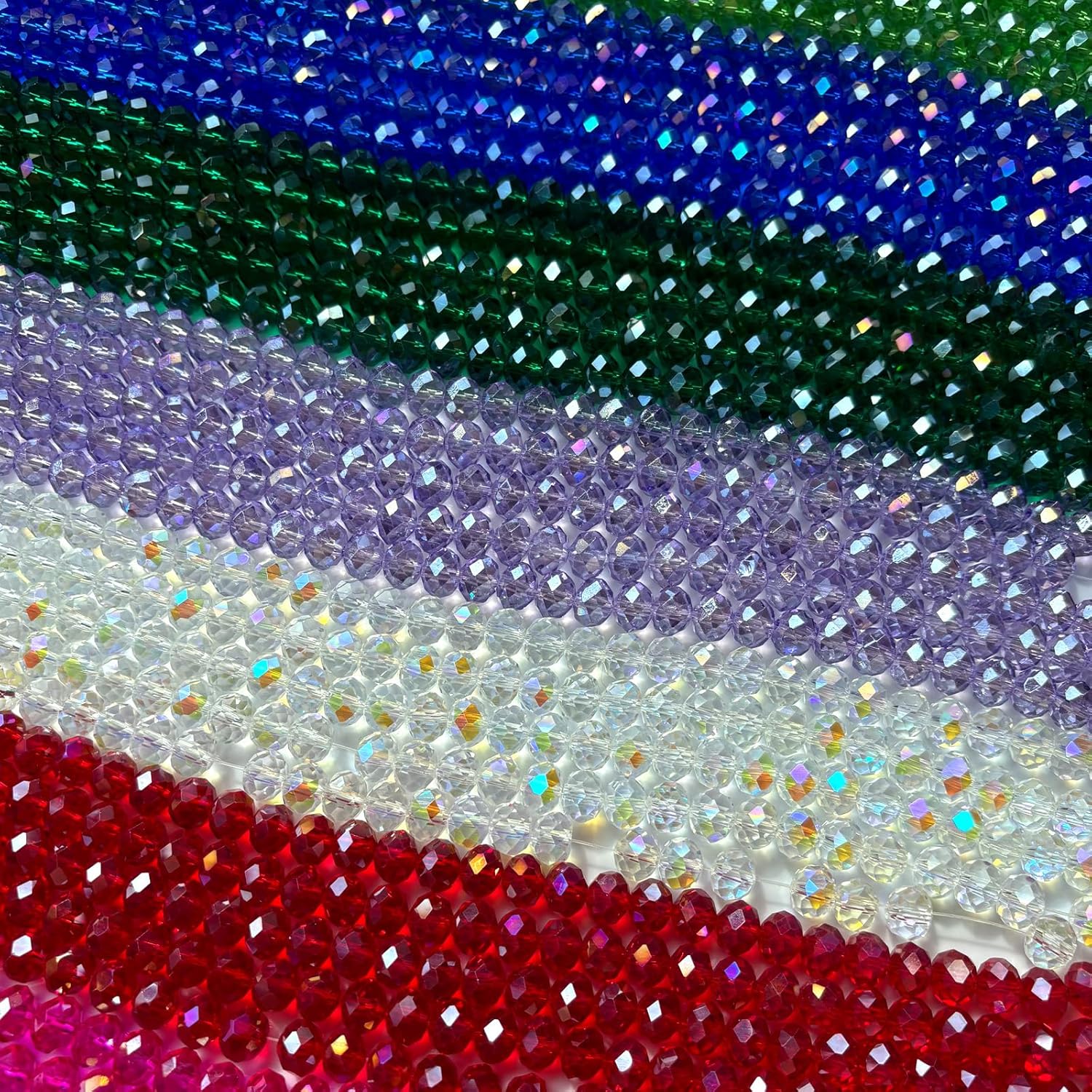 330Pcs Briolette Crystal Glass Beads for Jewelry Making, 8MM AB Faceted Glass Beads Bulk for Bracelets, Crystal Spacer Beads for Crafts Earring Wine Charms Suncatchers, Rosered AB - Image 5