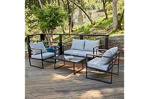 EAST OAK 4-Piece All Black Patio Set: Sophisticated Outdoor Oasis