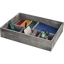 KMwares Rustic wooden Decorative Desk Organizer, Rustic Gray Mail Organizer for Desktop, Office Supplies Tabletop Holder, Nesting Storage Crates
