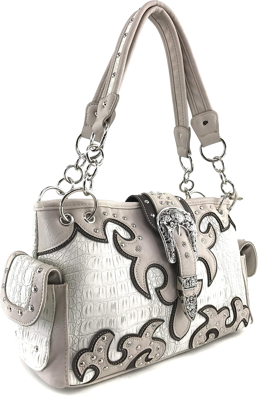 Justin West Concealed Carry Western Buckle Duo Color Shoulder Handbag Purse