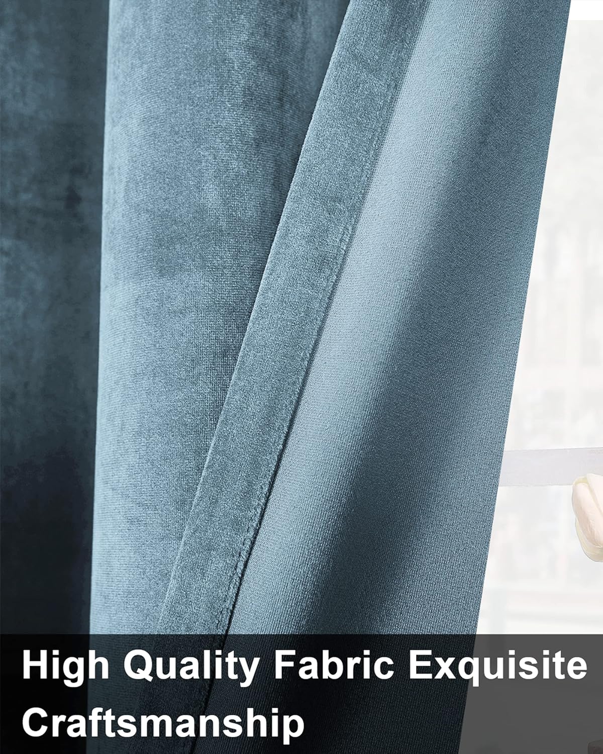 SNITIE Sky Blue 84in Long Velvet Curtains with Grommet, Super Soft Noise Reducing Thick Light Filtering Velvet Drapes for Living Room and Bedroom, Set of 2 Panels, 52 x 84 Inch Long