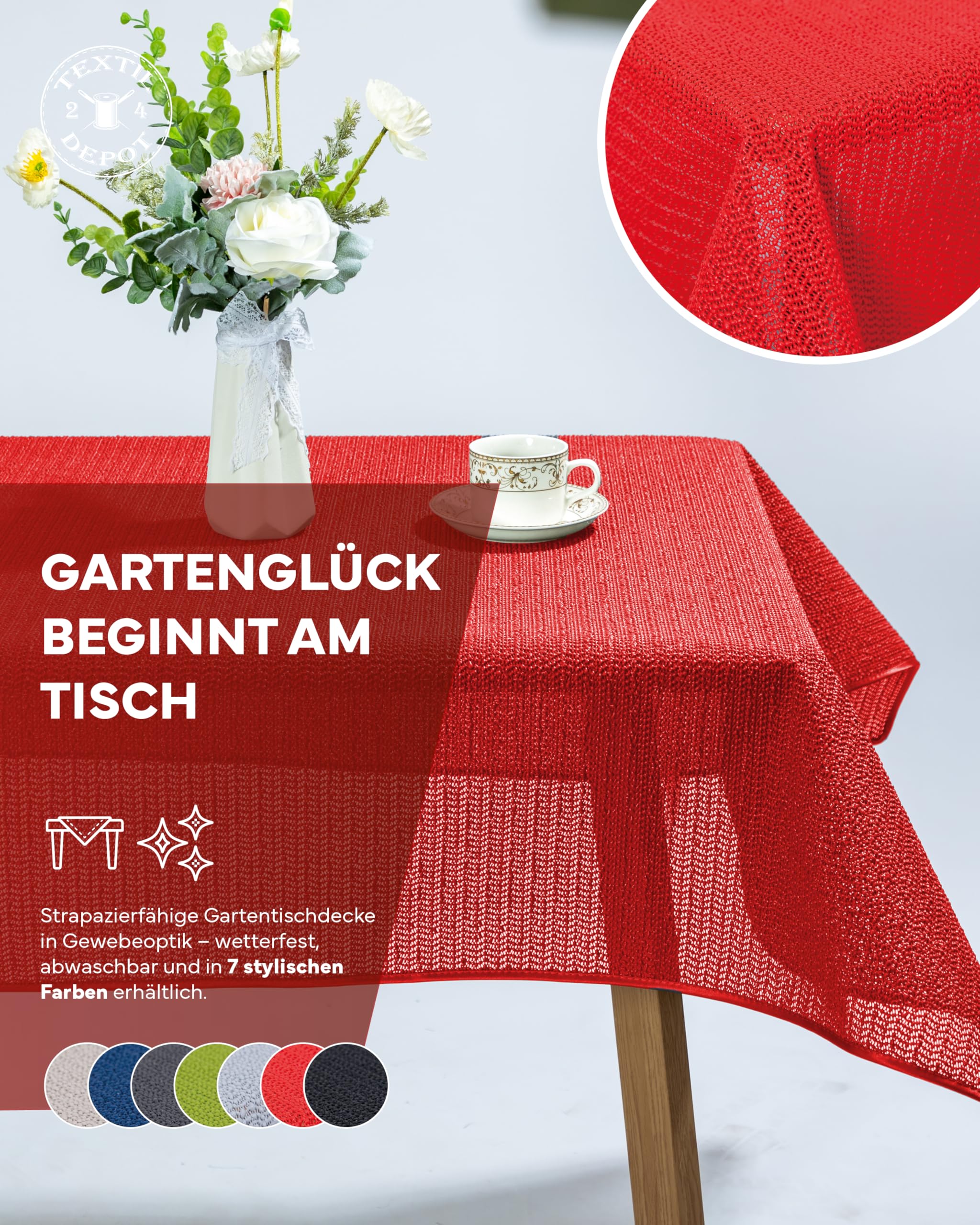 Nappe De Jardin Ronde 140cm - PVC Résistant Aux Intempéries - Lavable - Bleu - Avec Ourlet