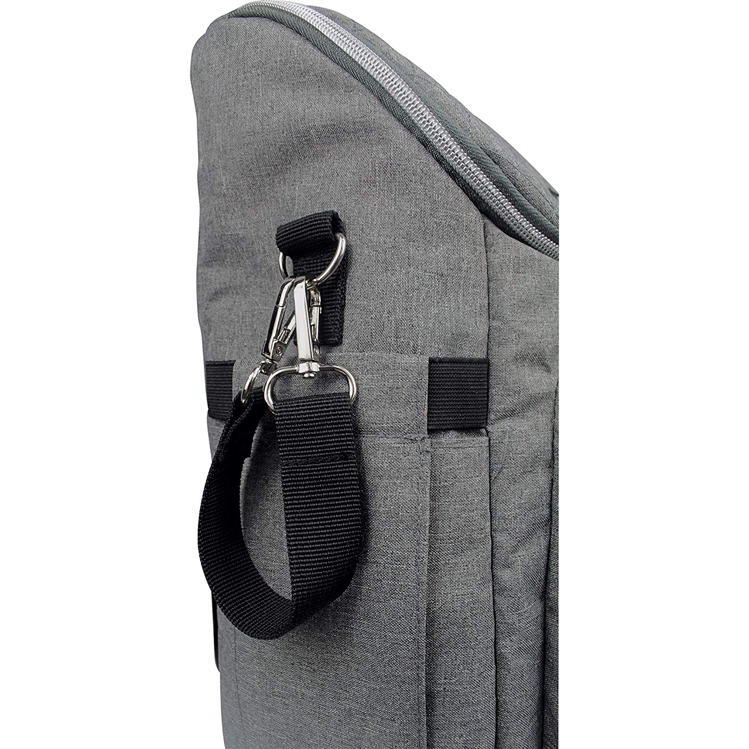 Dooky Wickeltasche 2 in 1 Universal Baby Kinderwagen Tasche Rucksack Kombination mit Reißverschluss (inkl. Wickelauflage/Wickelunterlage, 11 Fächer, verstellbare Riemen), Grau Melange