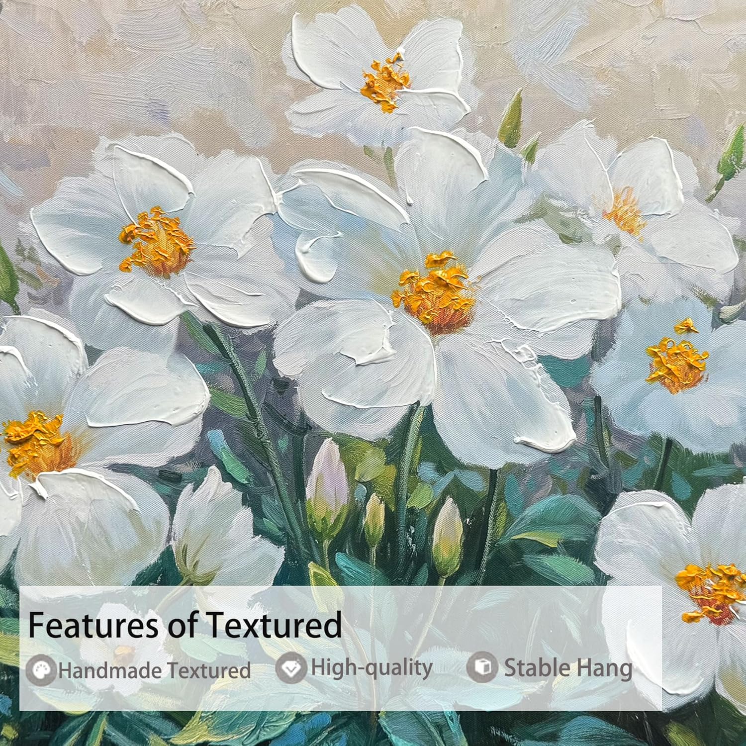 Ardemy Floral Wall Art Large Canvas Wall Art for Living Room White Flower Painting, Picture Wall Decor Bedroom Dining Room Home Office, 40"x20"