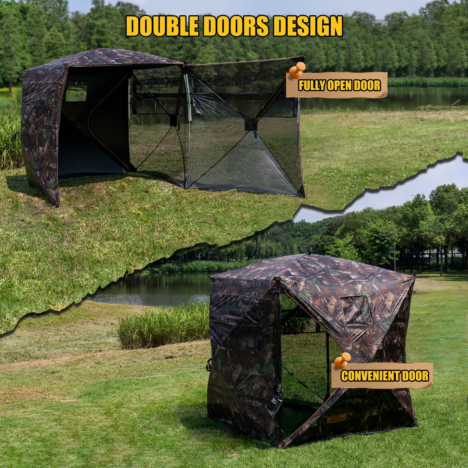 Amazon.co.jp: WASAGUN ハンティングブラインド 270度シースルー、2~3