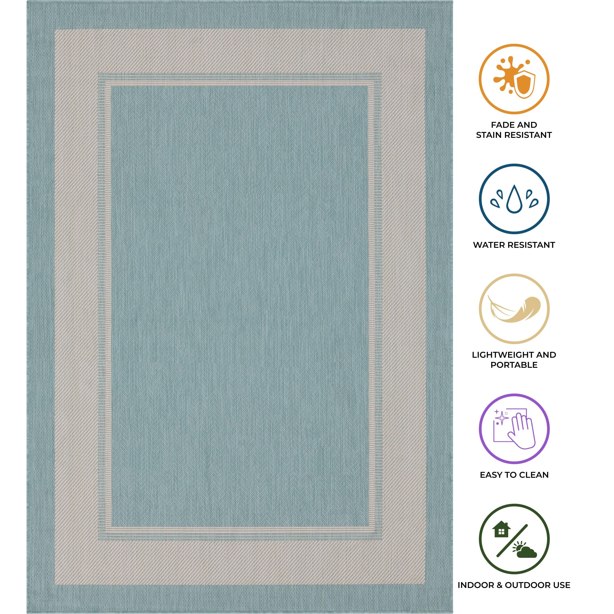 HomeArt Outdoor Rugs | Easy-Cleaning Indoor & Outdoor Area Rugs for Porch, Deck, Balcony, Garden, Picnic, Kitchen, Hallway | UV & Weather-Resistant Large Patio Rug Mats | Anthracite Cream 200 x 290 cm — view 228
