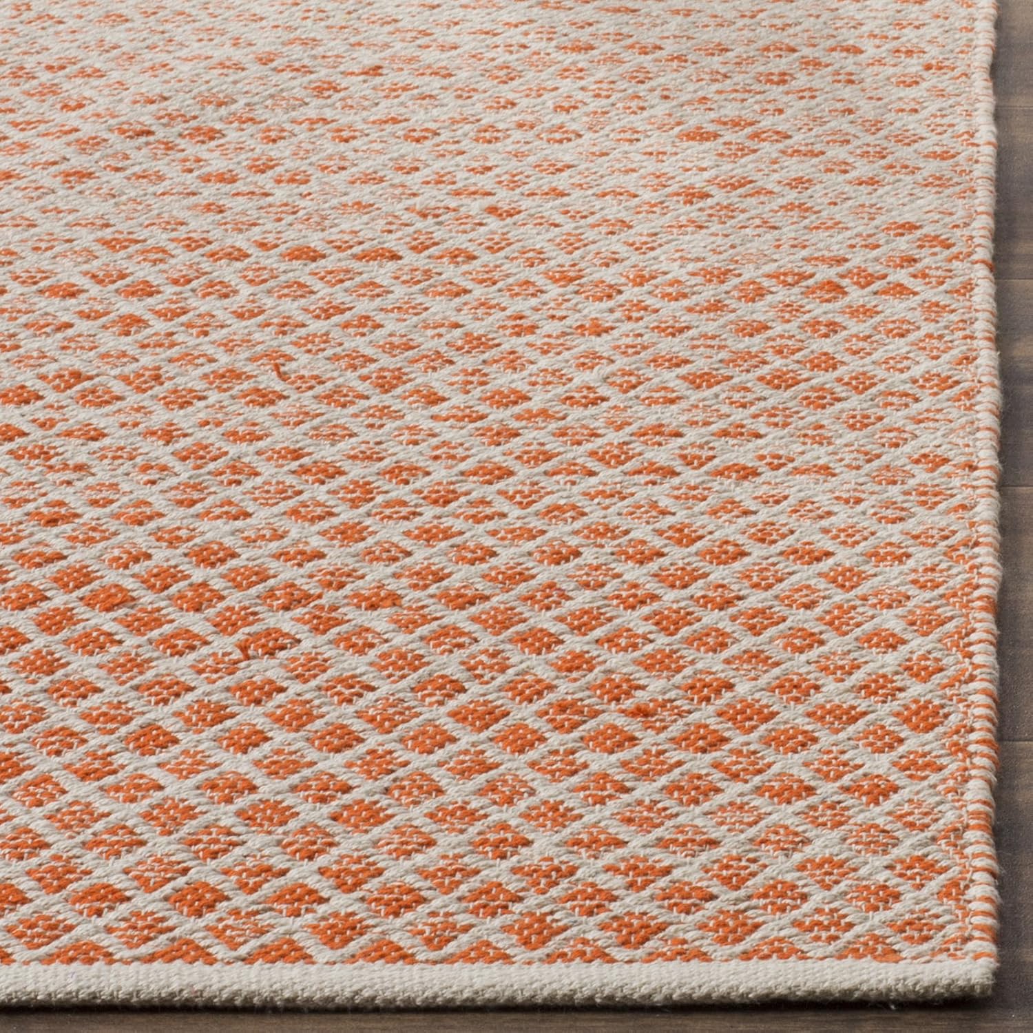 SAFAVIEH Montauk Collection Runner Rug - 2'3" x 7', Orange & Ivory, Handmade Cotton, Ideal for High Traffic Areas in Living Room, Bedroom (MTK601D)