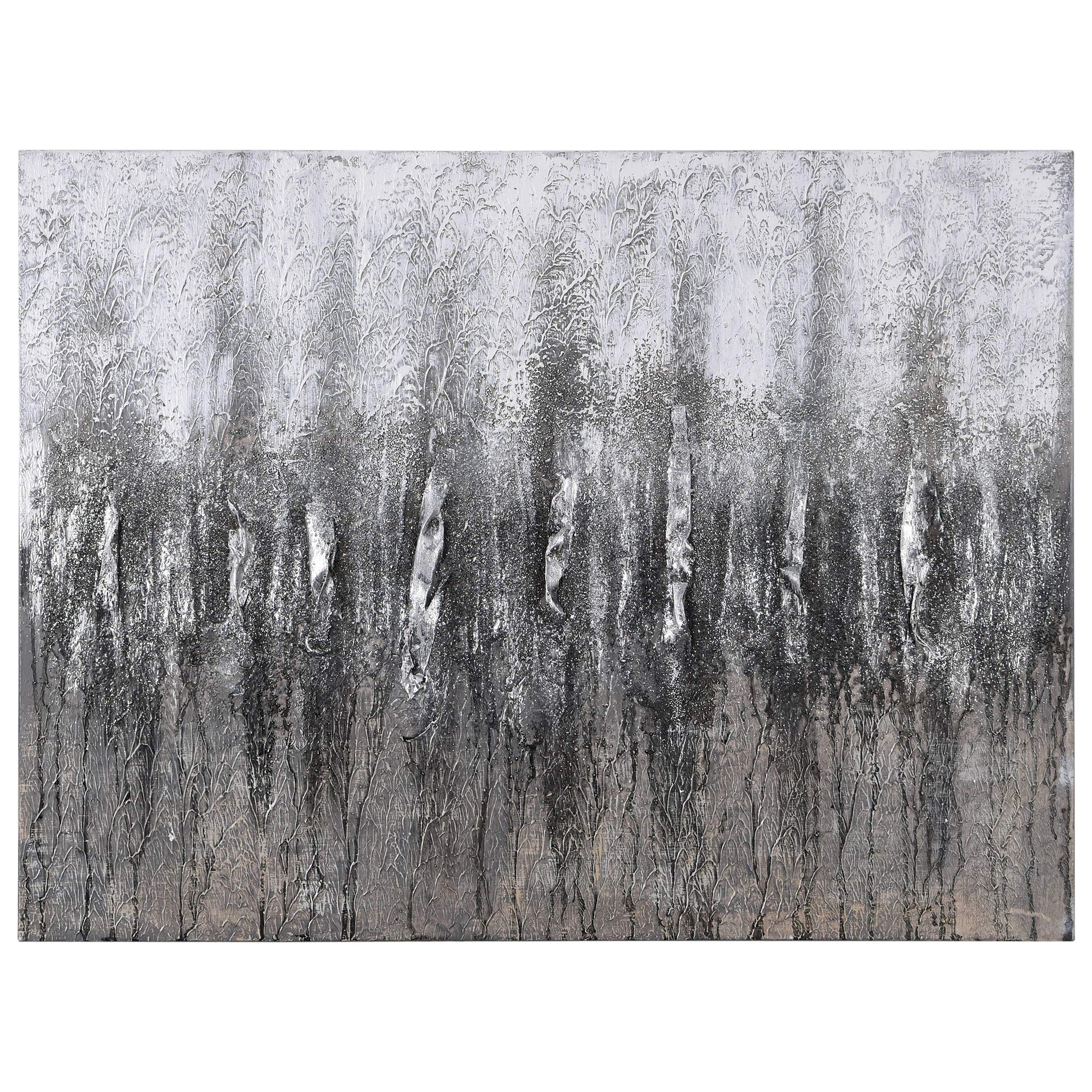Empire Art DirectGray Frequency Abstract Wall Art Textured Metallic Hand Painted Canvas by Martin Edwards, Ready to Hang, Living Room, Bedroom & Office,Silver,Grey,40" x 30" x 1.5"