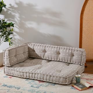 ASHEVILLE® No Wood Foldable Modular Sofa Set | Low Floor Seating, Corner Cushion Sofa, 2-Person Lowseat, Handcrafted, Dabu... Price In India