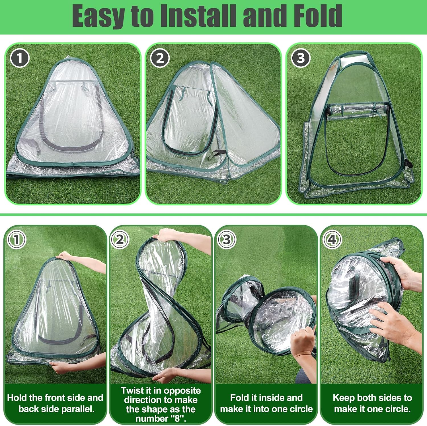 2 Pack Pop Up Greenhouse,8 Ground Nails & 2 Carry Bags,27.5"x27.5"x31.5"