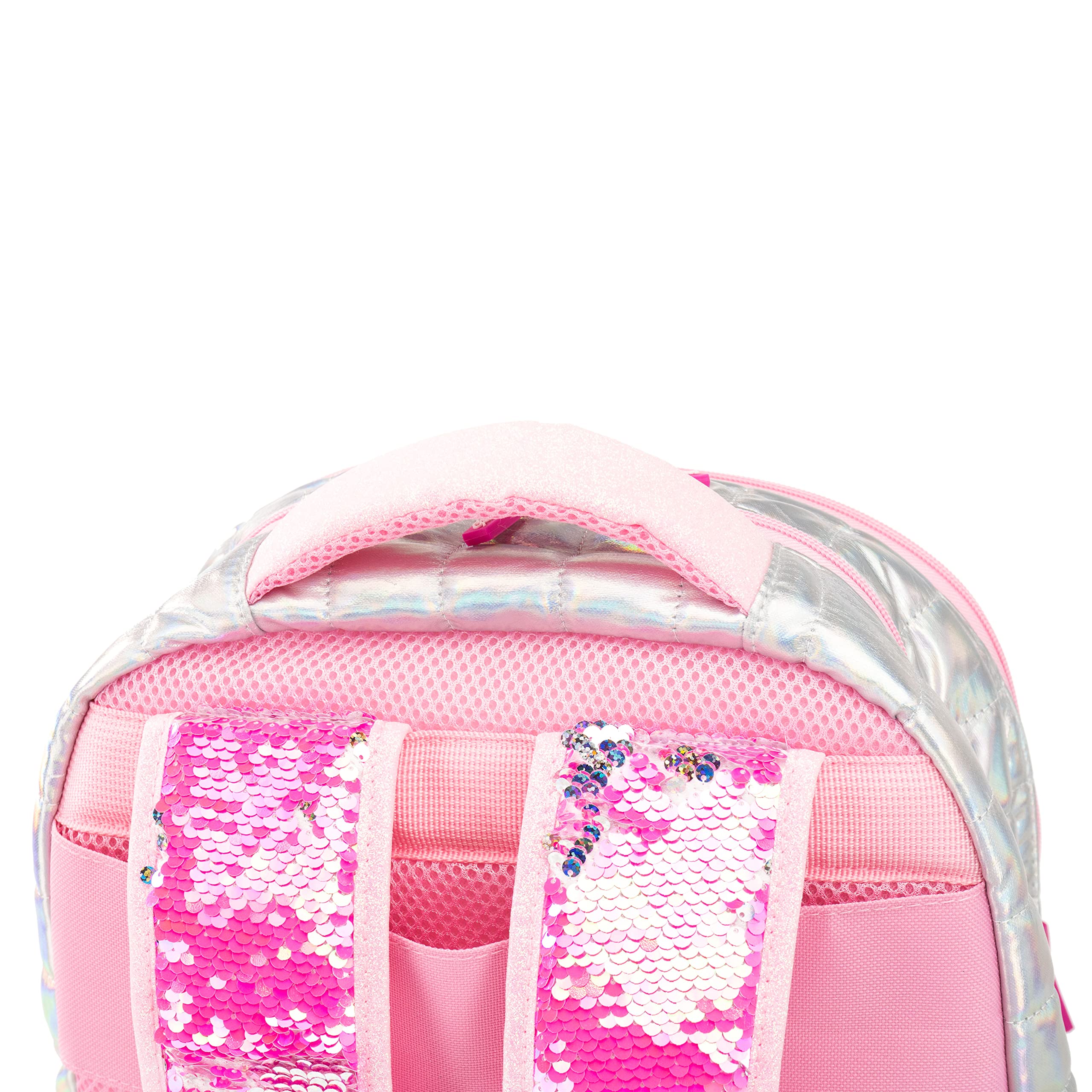Girabrilla Nice Group Zaino Puffer Scuola per Bambine e Ragazze, Effetto Piumino, Doppia Tasca con Paillettes reversibili, Colore Rosa Fluo