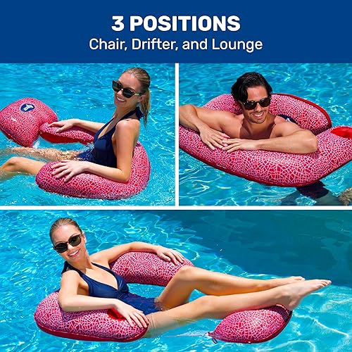 Miniatura 4 de Aqua Mosaic - Flotador de piscina 3 en 1 – Silla flotante inflable para adultos con palanca de ajuste de longitud – Uso como salón, silla o