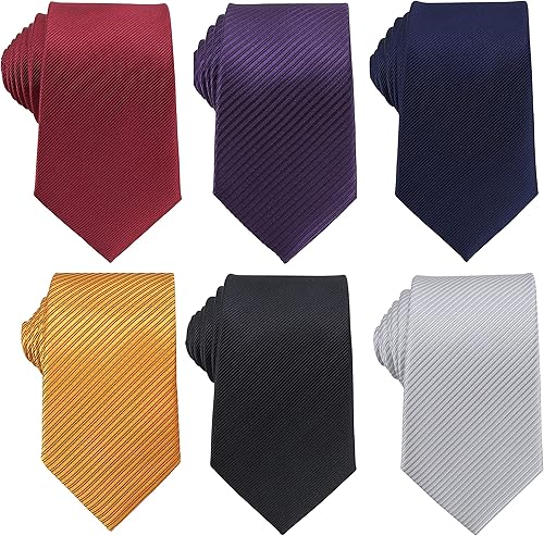 Vista 101 de WeiShang Lote de 6 corbatas clásicas de seda para hombre, corbatas tejidas jacquard