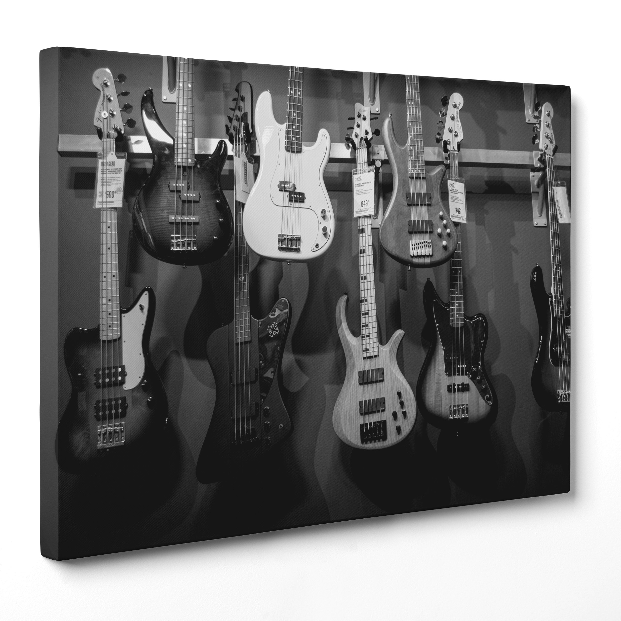 Quadro su Tela Canvas - INTELAIATO - Pronto da Appendere - Chitarra Elettrica - Basso - Strumenti Muscali - 100x152cm - Senza Cornice - (cod.3672)