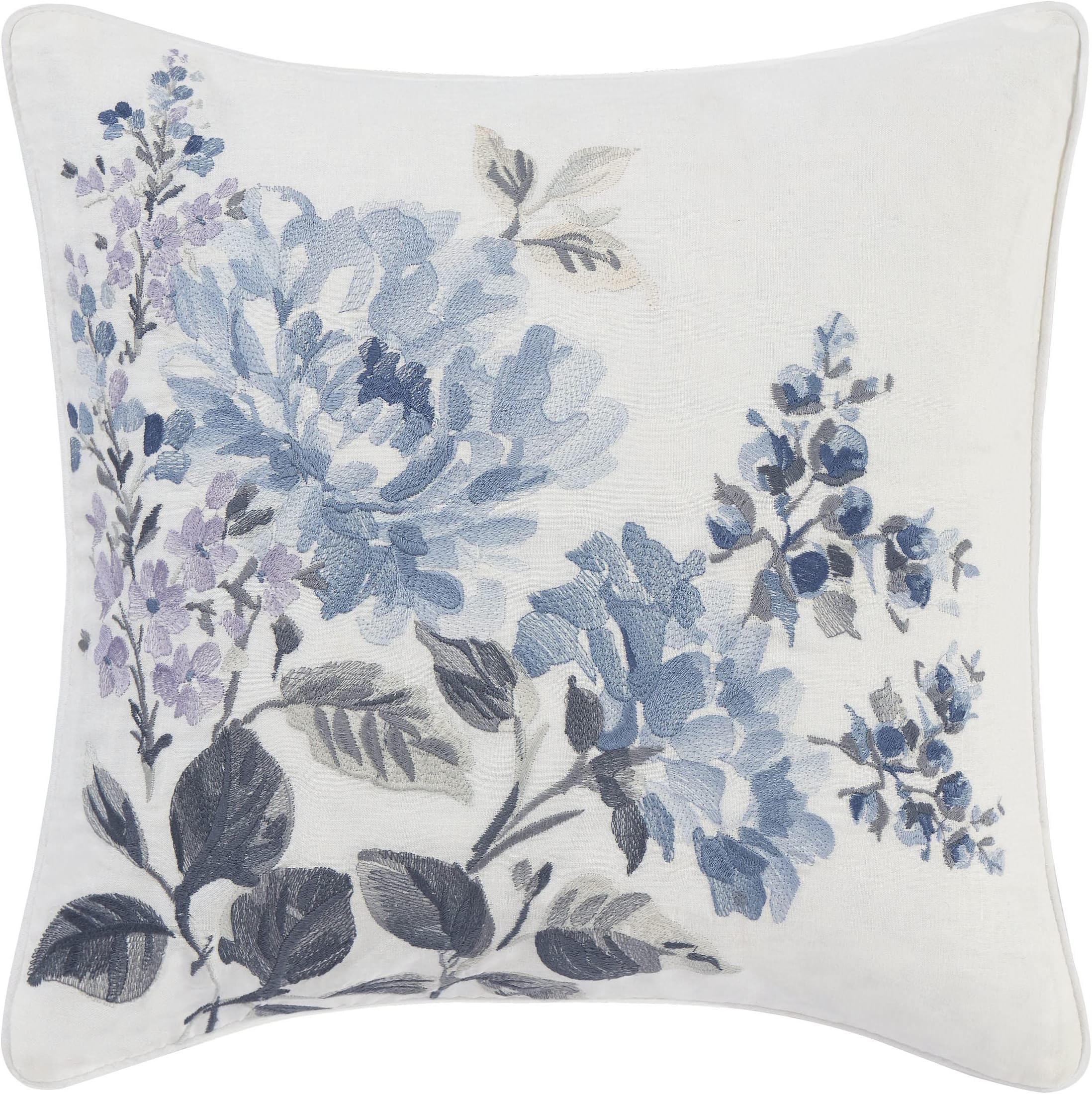 Throw Pillow with Envelope Closure, Elegant Home Decor for Bed or Sofa (Chloe Blue, 16" x 16")