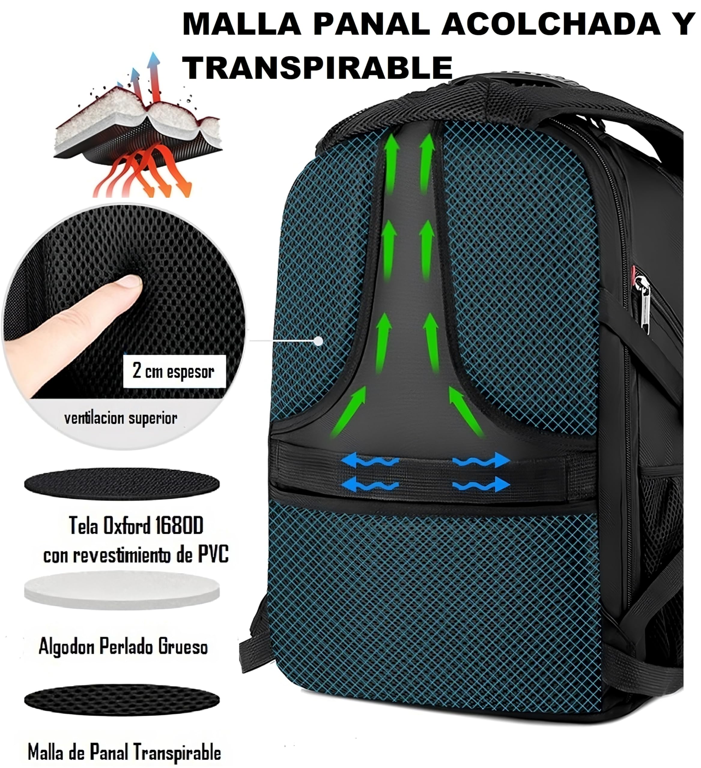 ALTOS OFFICE AND HOME Mochila para laptop de 17", viajes de negocios, estudios, Puerto USB, negra, antirrobo, ideal para senderismo, impermeable, resistente a arañazos, reforzada, GRAN CAPACIDAD,