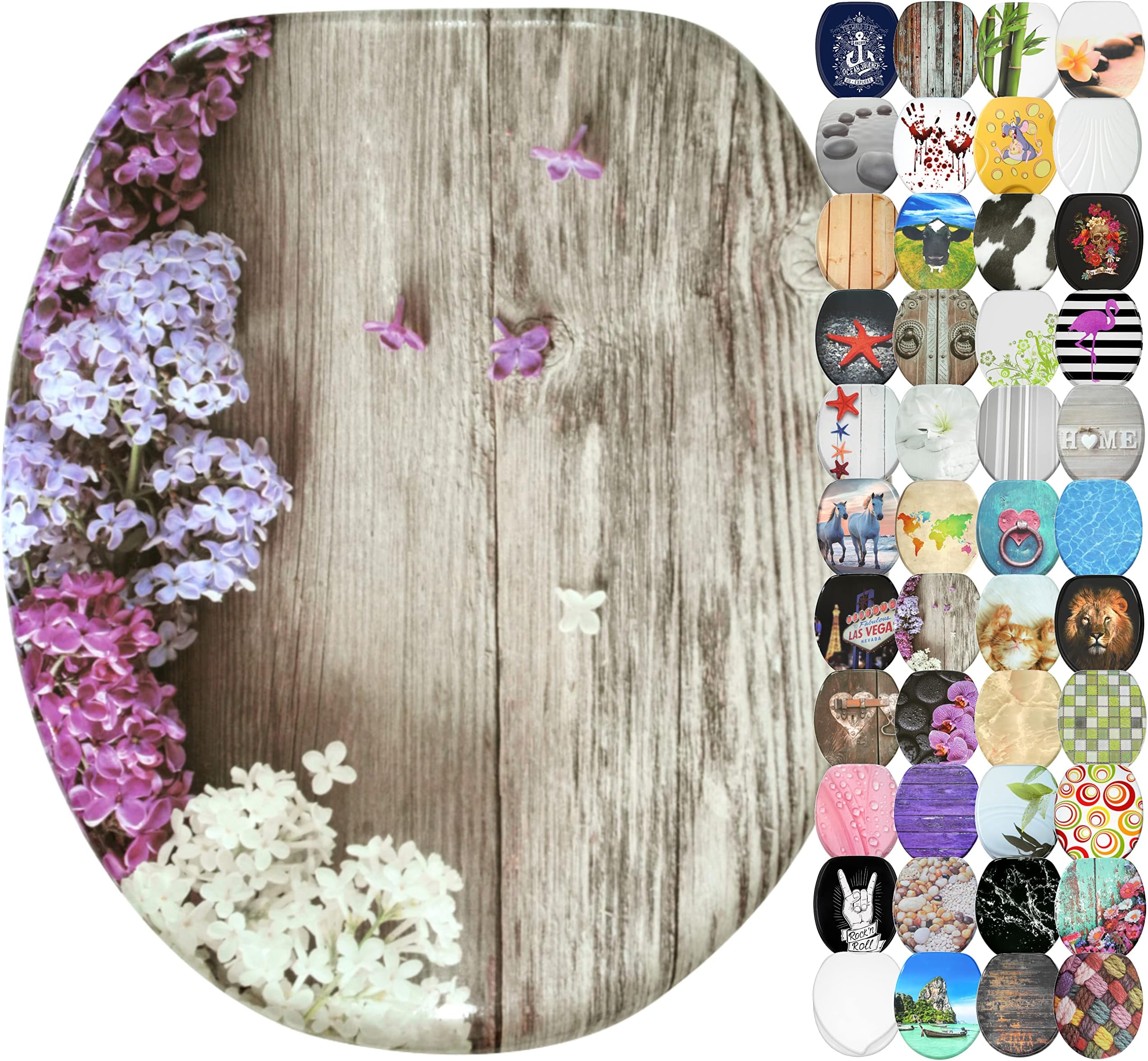 Soft Close Toilet Seat, Wide Choice of Beautiful Toilet Seats, Stable Hinges, Easy to Mount (Lilac)