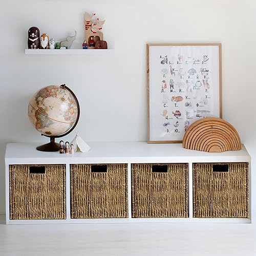 Miniatura 9 de Paquete de 4 cubos de almacenamiento plegables  cubos de almacenamiento de mimbre de 12 x 12 pulgadas, cestas de almacenamiento de 12 pulgadas para