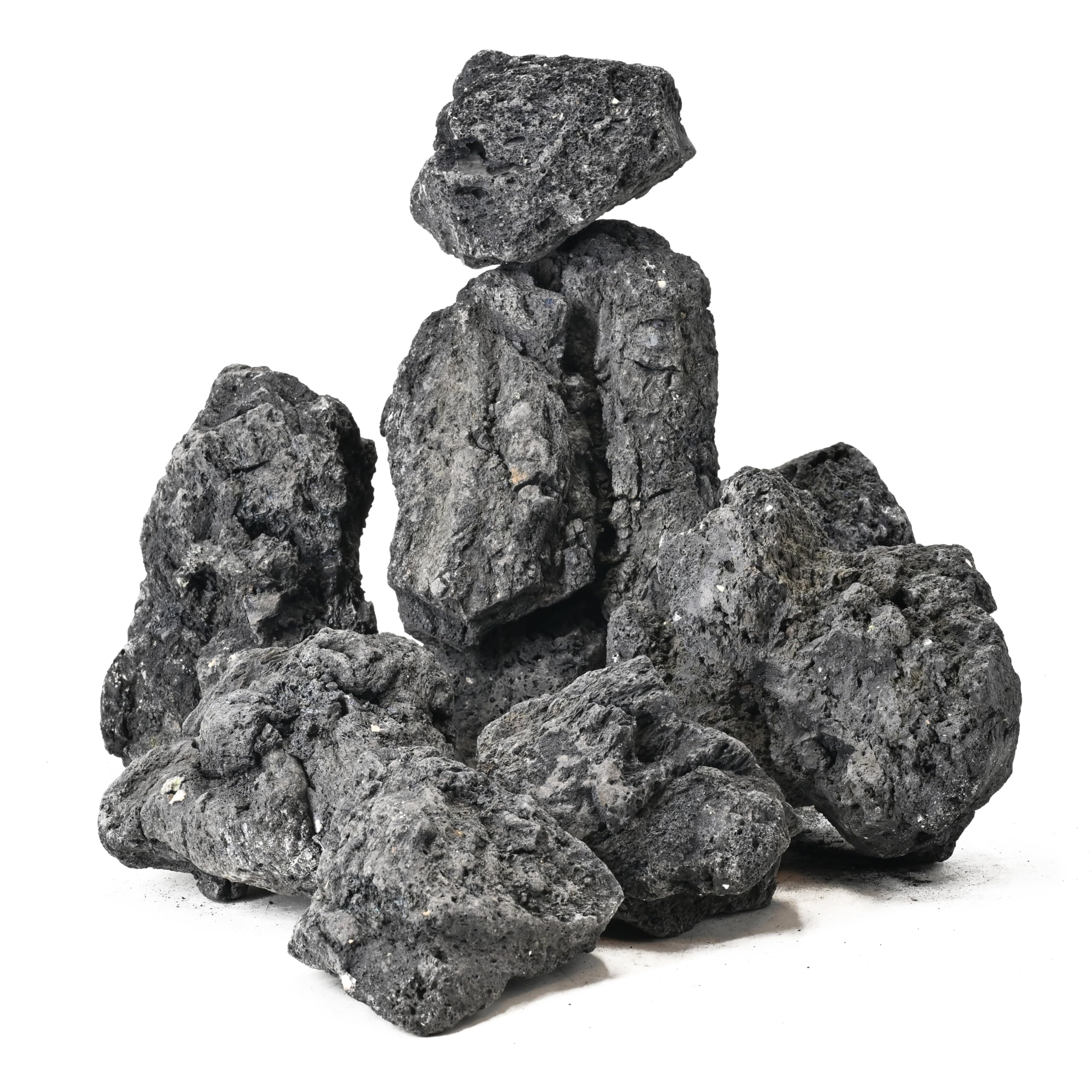 Black Lava Rocks 9kg Natural Volcanic Stones for Aquarium Fire Pit Bonsai Succulent Planters Terrarium Paludarium Garden Landscaping Decor,7-8 Pcs 10-23cm