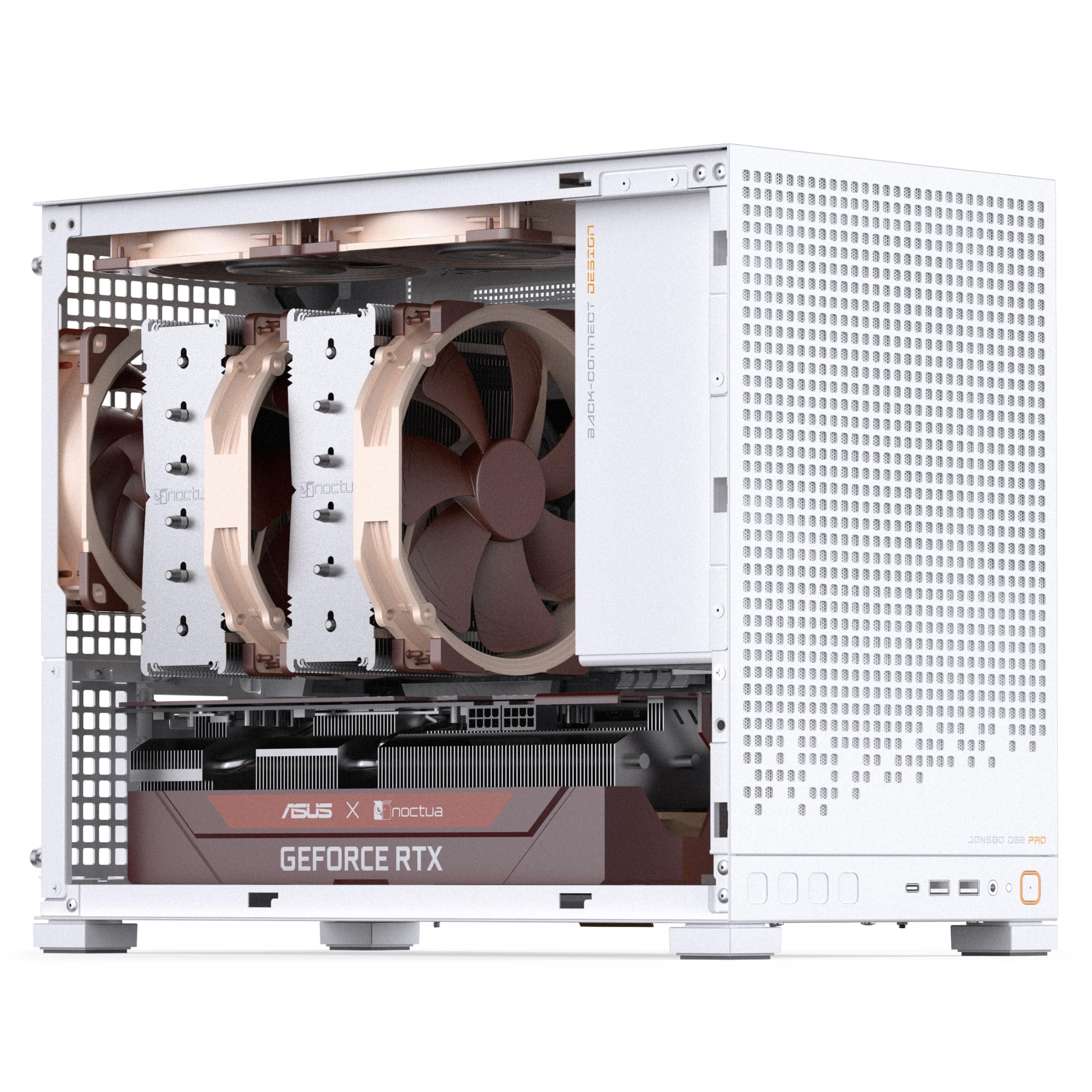 Jonsbo D32 PRO Case PC Bianco – Case mATX compatto con supporto Back-Connect, vetro temperato, filtri antipolvere e raffreddamento high-end