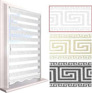 Brillant  Double Roller Blind Klemmfix No Drilling - Love Medusa Baroque Pattern with Glitter Duo Roller Blind Opaque & Transparent with Bead Pull & Valance Window Blind for Windows and Doors 50 x 200 cm W x L