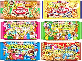 【Amazon.co.jp限定】 ギンビス たべっこ&アスパラ アソート(6袋入)【YR】 6種計6袋入