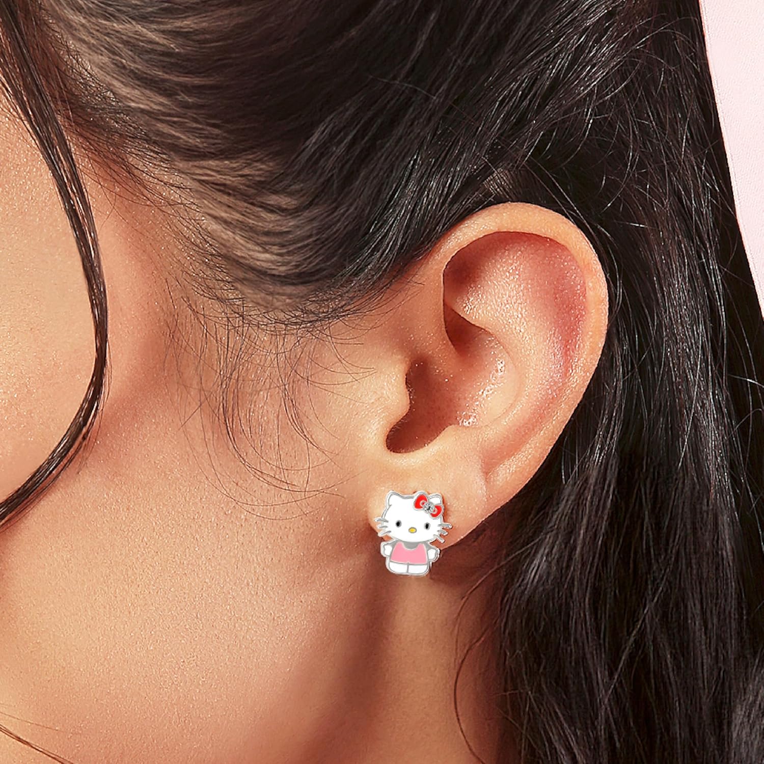 Sanrio Hello Kitty & My Melody Women's Stud Earrings Collection – Silver Flash-Plated, Enamel & Crystal Designs, Officially Licensed Jewelry - Image 3