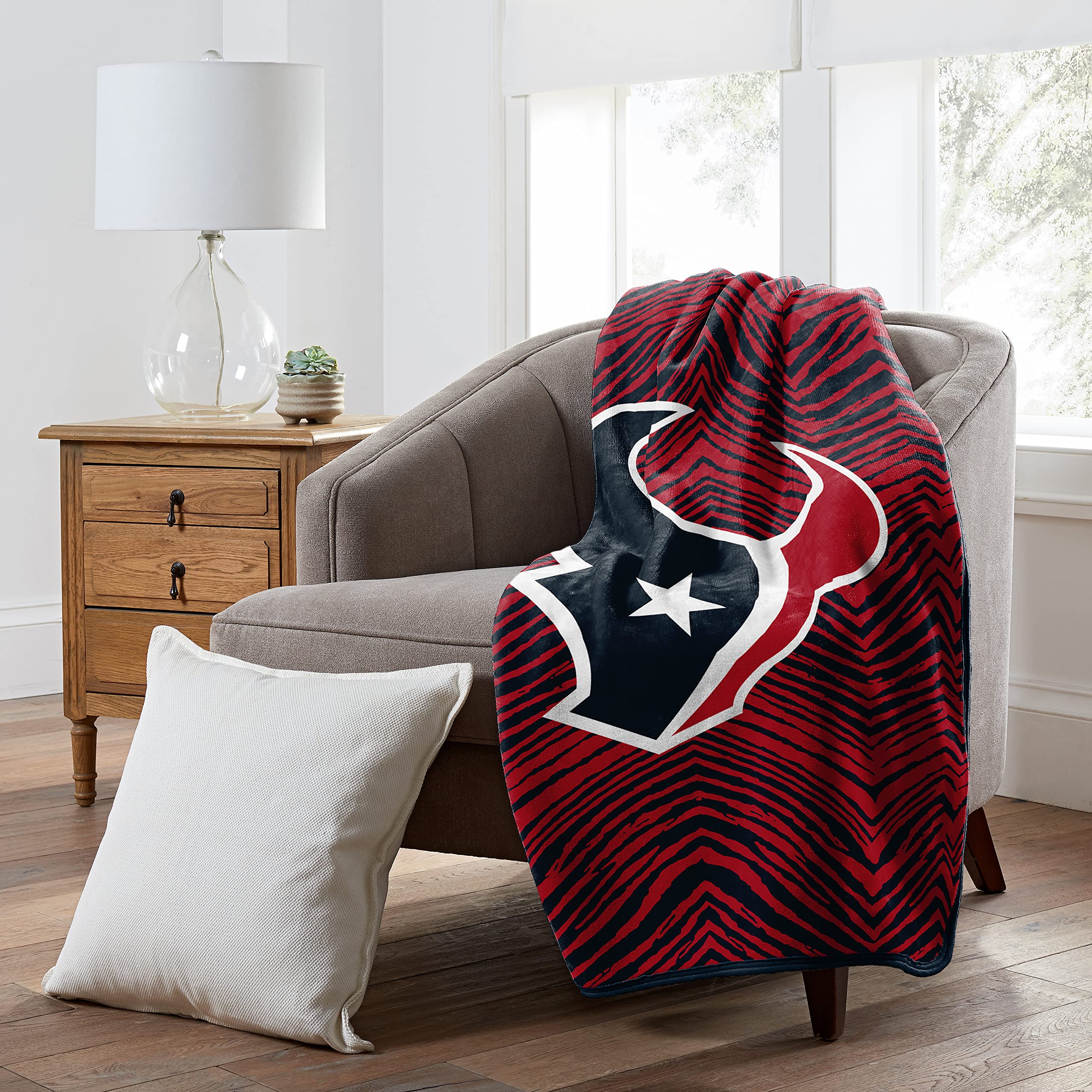 Zubaz by Northwest NFL Zubified Raschel Throw Blanket 50 X 60, Houston Texans