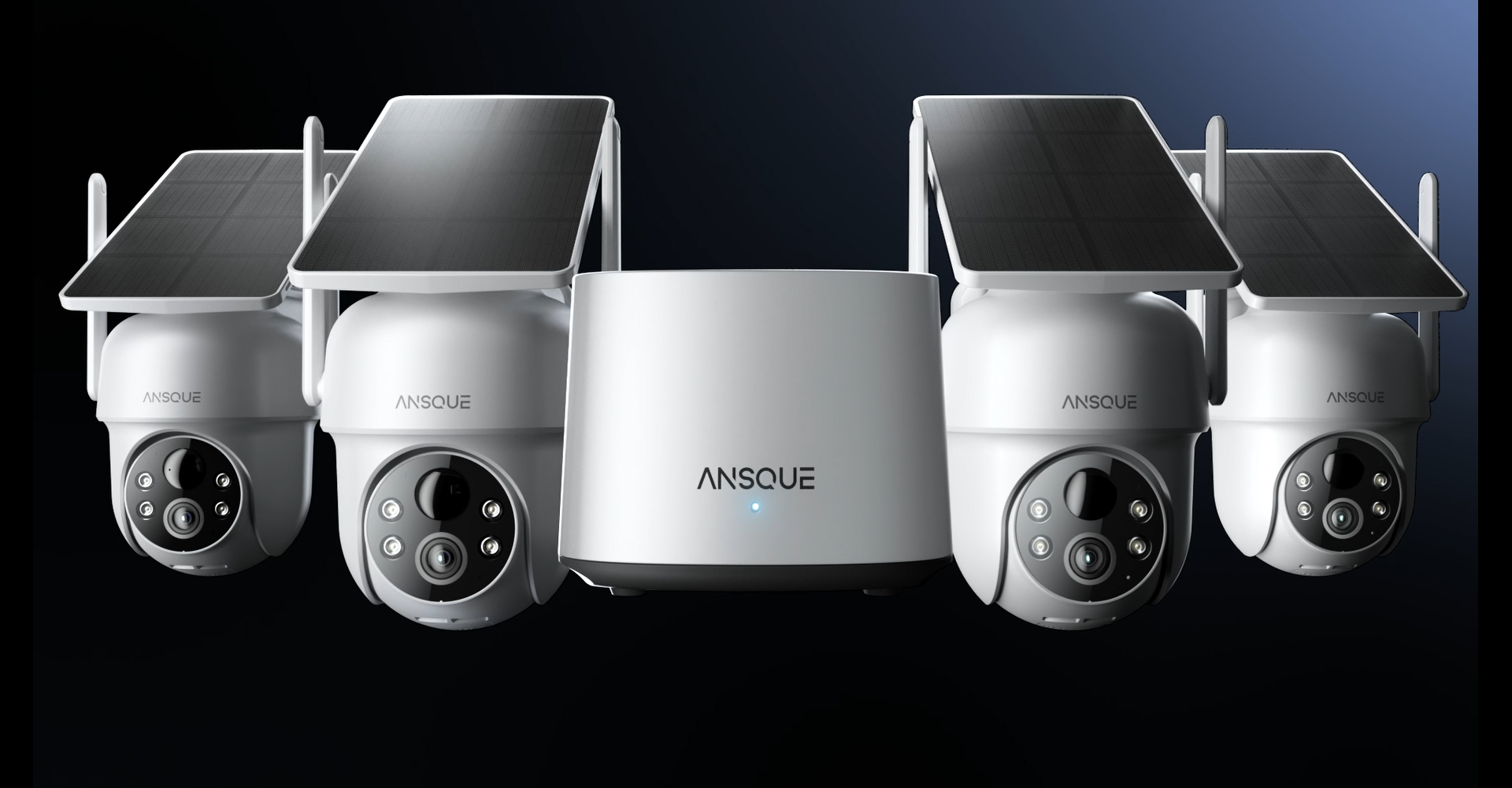 Kit Caméra Surveillance COOAU 4MP WiFi Extérieur - 4 Caméras + Base Solaire - 2.5K 360° - Zéro Abonnement