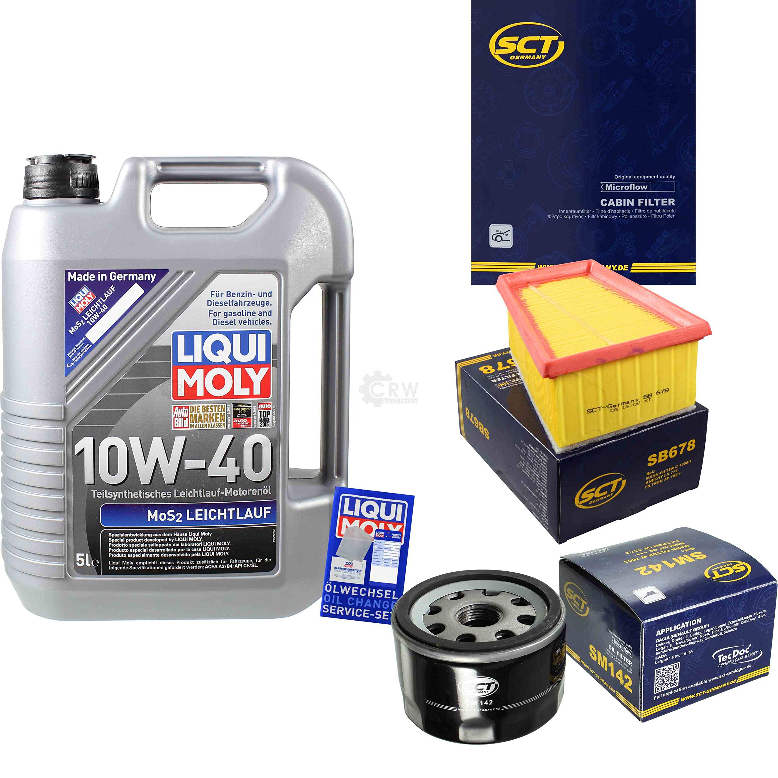 Set di filtri, 5 litri, olio motore MoS2, scorrevole, 10 W-40 SCT Germany