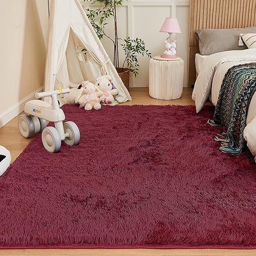 Miniatura 241 de Andency - Tapete de pelo largo sintético de interior, 4 x 6 pies, color gris oscuro estilo teñido anudado, afelpado, suave y mullido