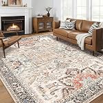 Area Rug for Living Room - 9x12 Washable Oriental Vintage Floral Distressed Large Indoor Carpets with Non Slip Back for Bedroom Dining Room Nursery Office (Multi Color,9'x12')