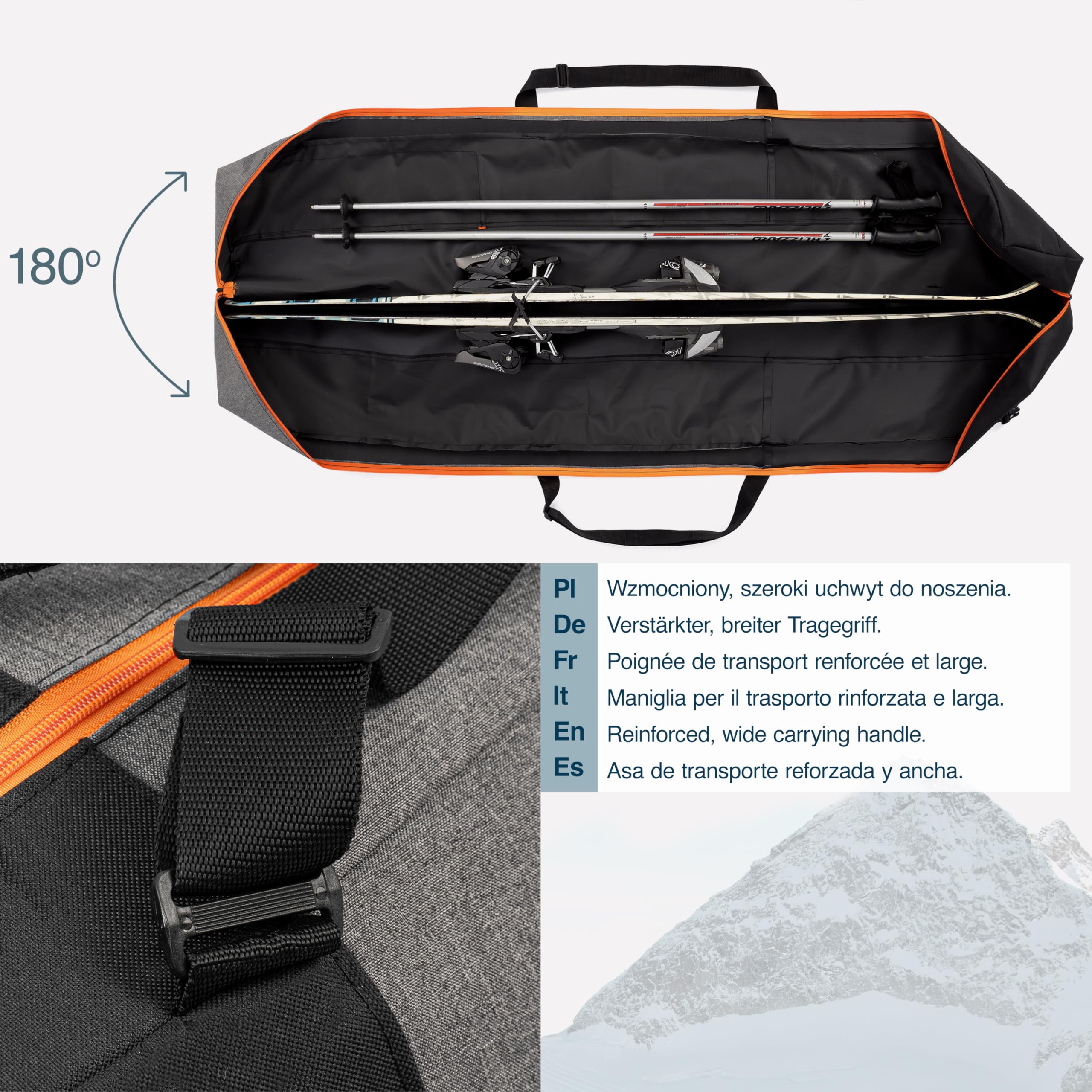 Sac à chaussures de ski - Sac de ski solide - Sac de ski - Sac imperméable pour chaussures de ski avec casque - Sac de ski pour 1 paire de ski - Sac à chaussures de ski avec compartiment pour