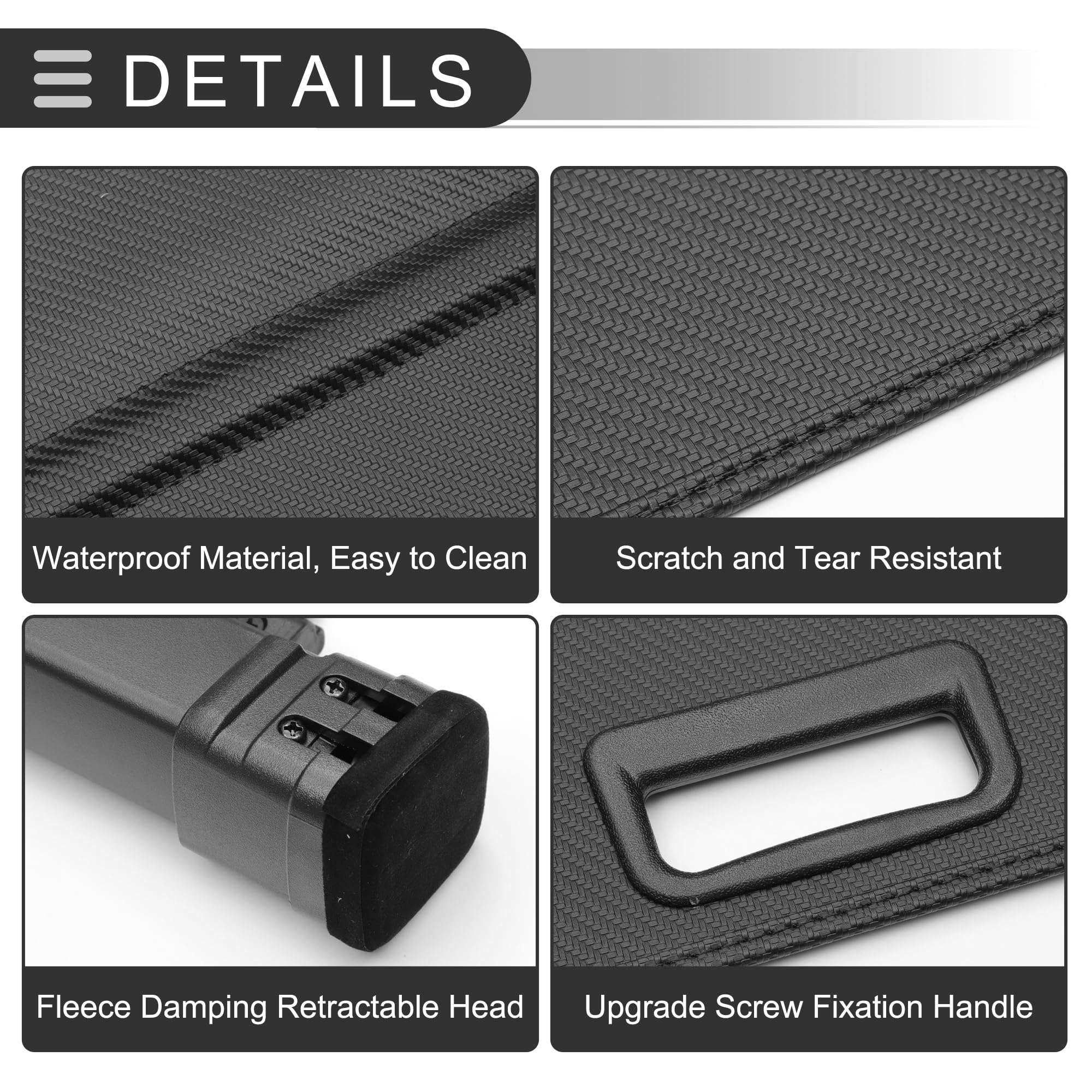 Motoforti Ausziehbare Ladungsabdeckung Für Toyota Corolla Cross 22-24 | 1 Stück, Canvas, Schwarz Carbonfaser, Aluminiumlegierung, Schattierung, Stange 1: 115.8 Cm, Stange 2: 107.4 Cm