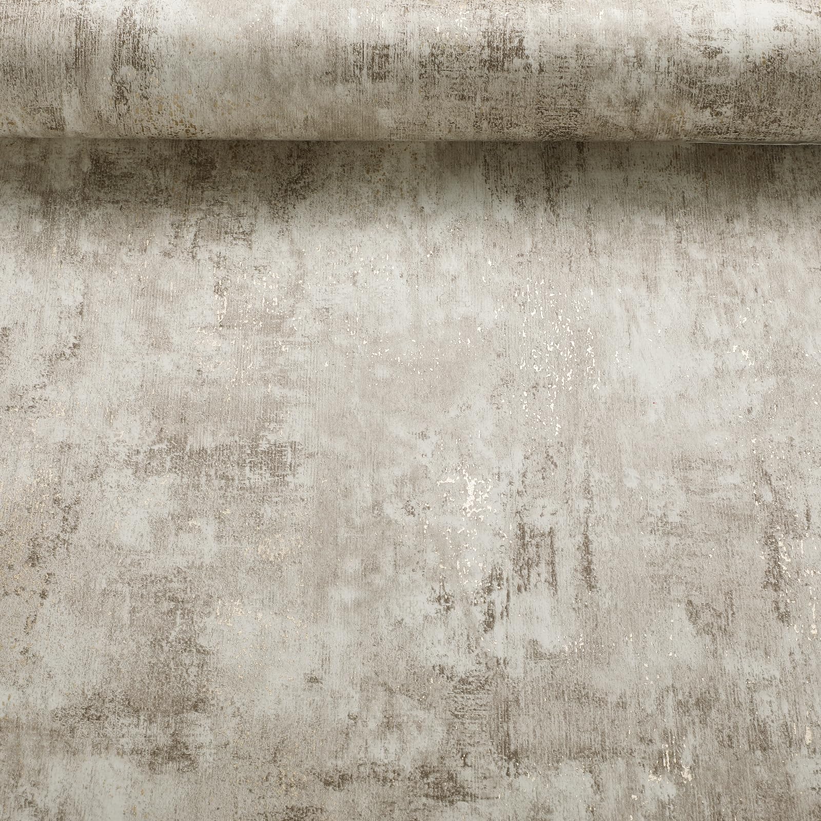 Swehooirt Concrete Wallpaper - Brown and Gold Wallpaper for Living Room, Bedroom, Fireplace - Beige Decorative Luxury Wall Paper with Distressed Pattern, Textured Finish & Metallic Detailing — image 1