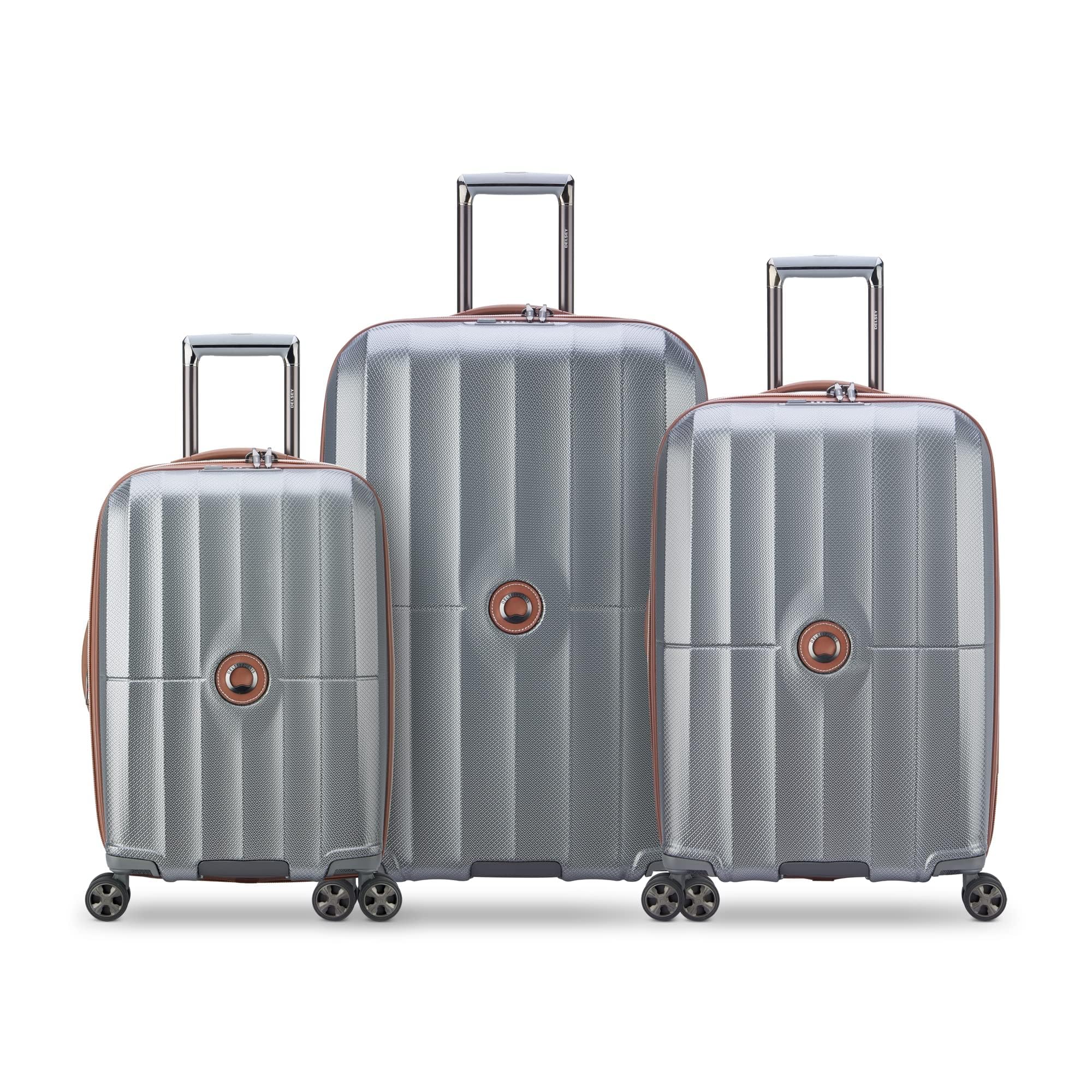 DELSEY PARIS Carrousel Hardside Expandable Luggage with Spinner Wheels, Platinum, 3 Piece Set (21/24/28)