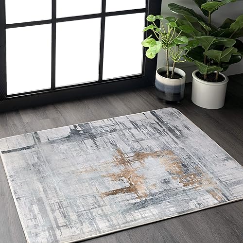 Calore Rugs Mordern Alfombras suaves abstractas envejecidas para sala de estar, dormitorio, comedor, alfombra de pelo medio (2.6 x 3.9 pies,