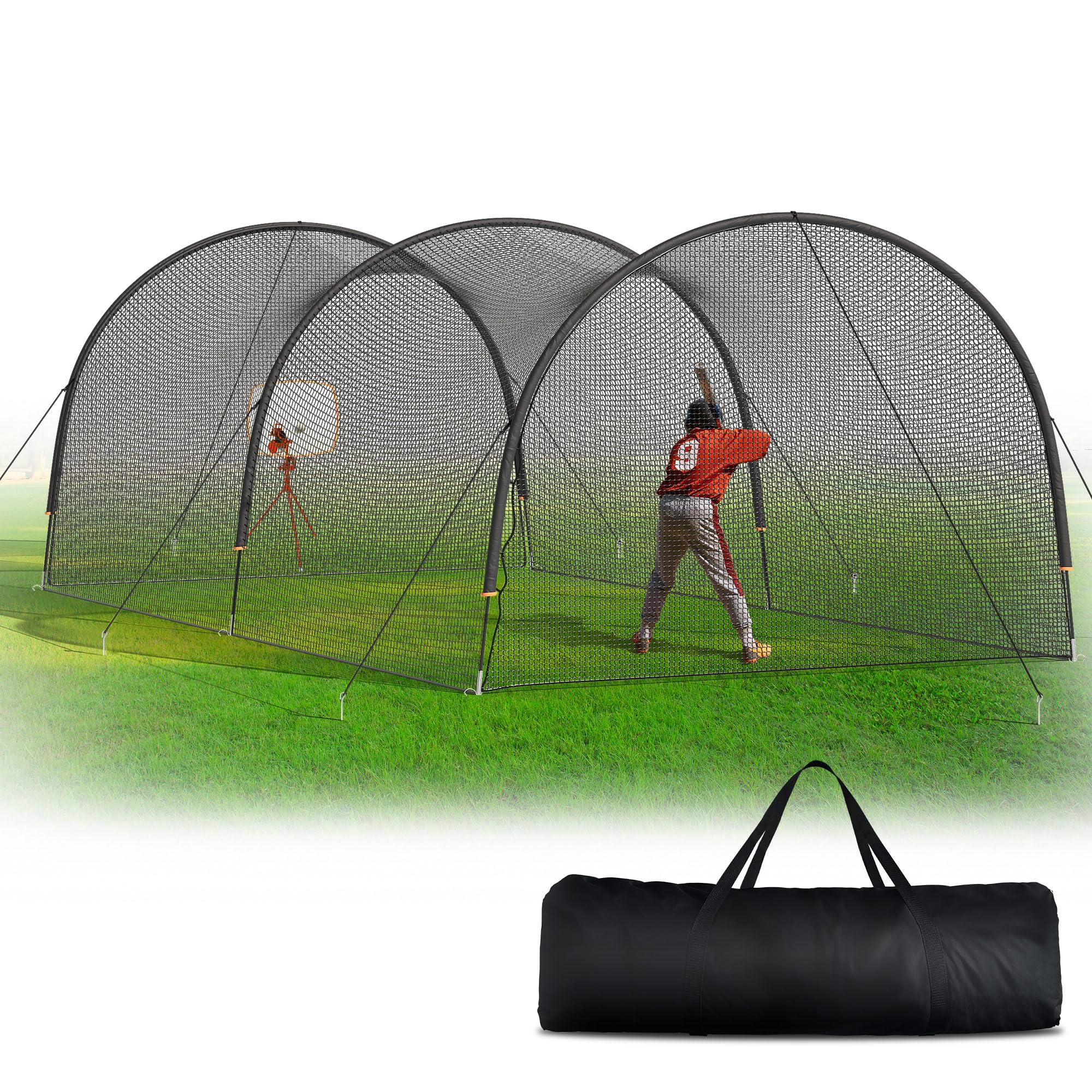 Shopsource Baseball Batting Cage, 22x12x8 Feet Baseball & Softball Hitting cage for Backyard Park, Portable Batting Cage System w/Carrying Bag