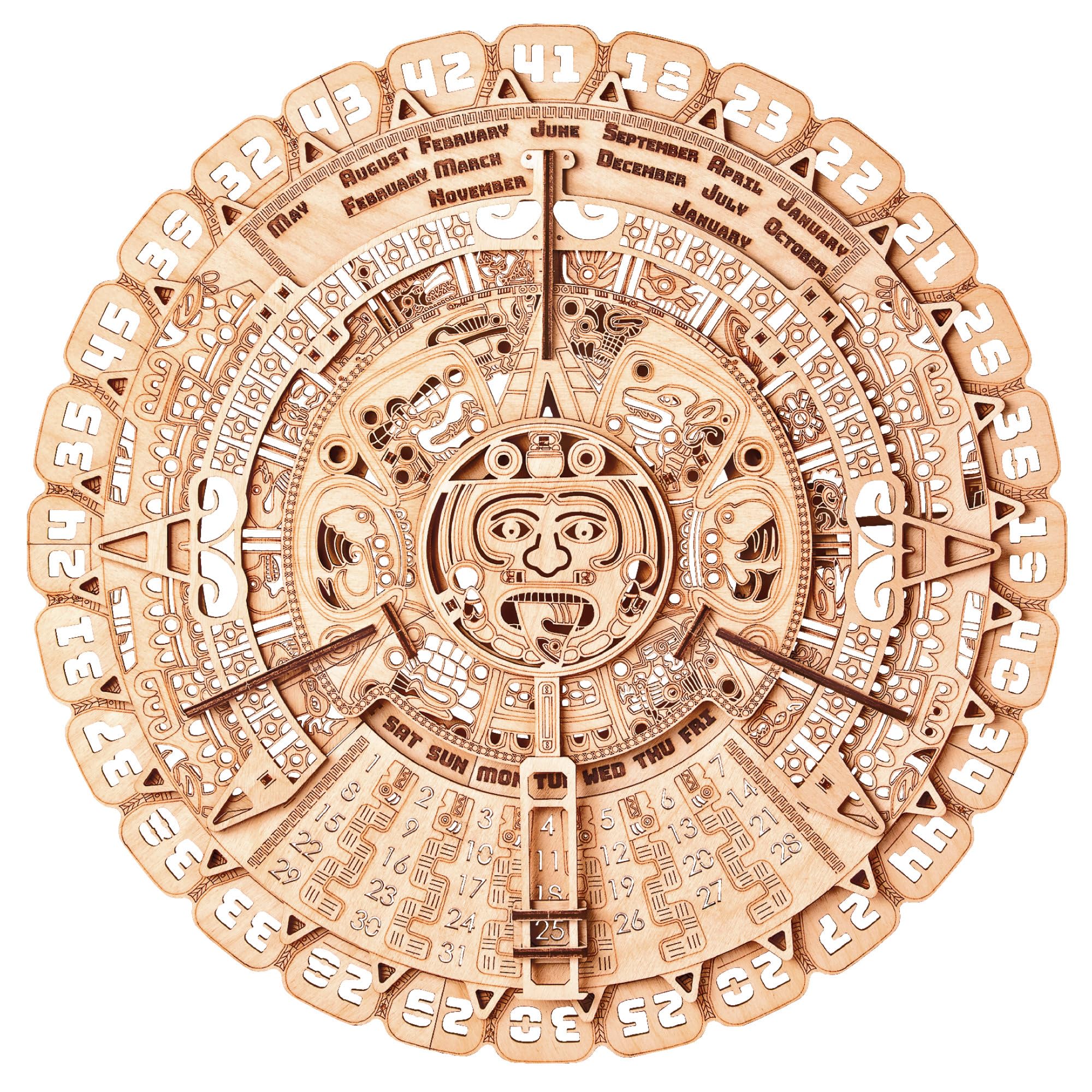 Wood Trick Mayan Calendar Puzzle 3D di Legno per Adulti da Costruire