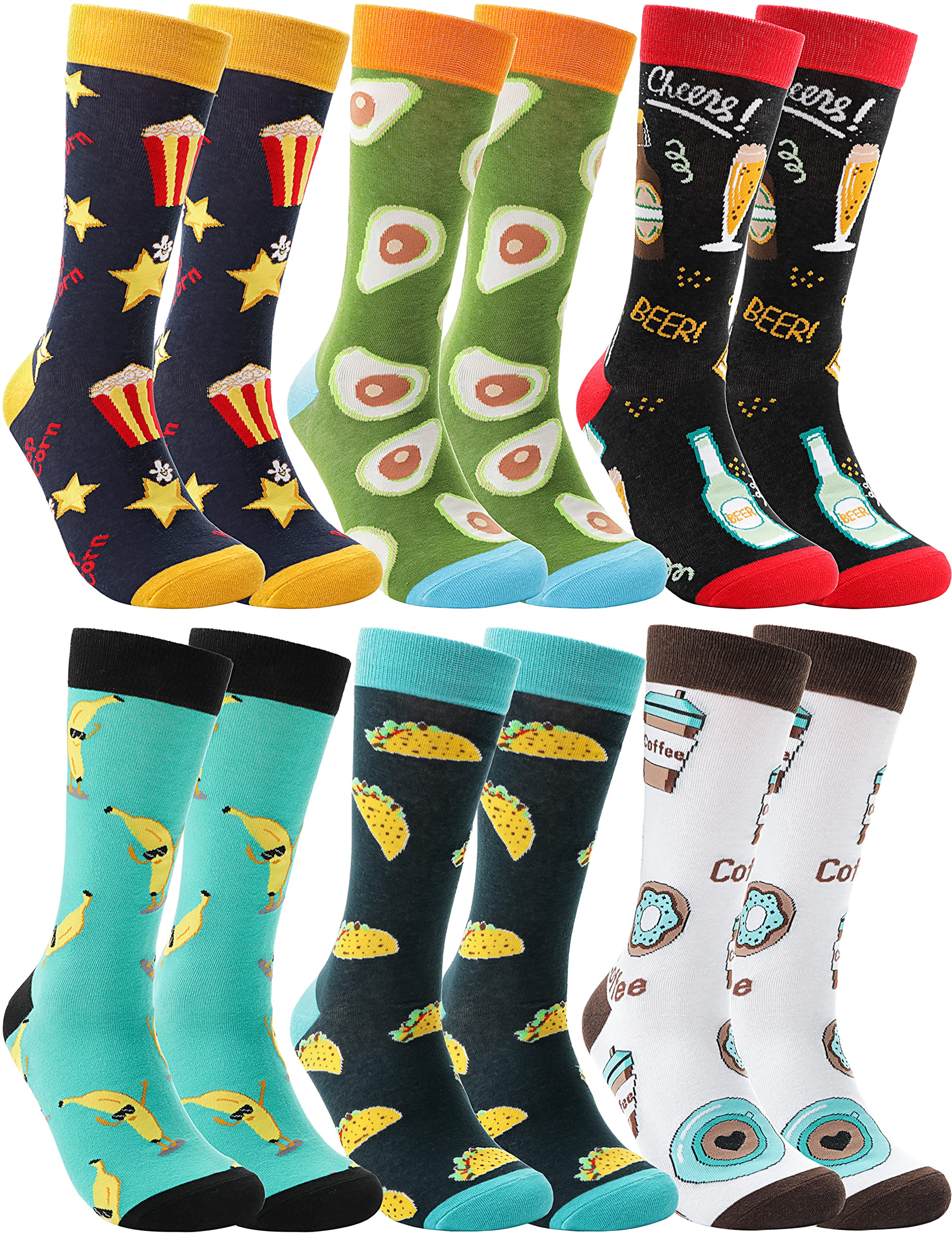 MOGGEI Funny Socks for Men Women Fun Cozy Crazy Novelty Fashion Cotton Boot Breathable Printed 6 Pairs