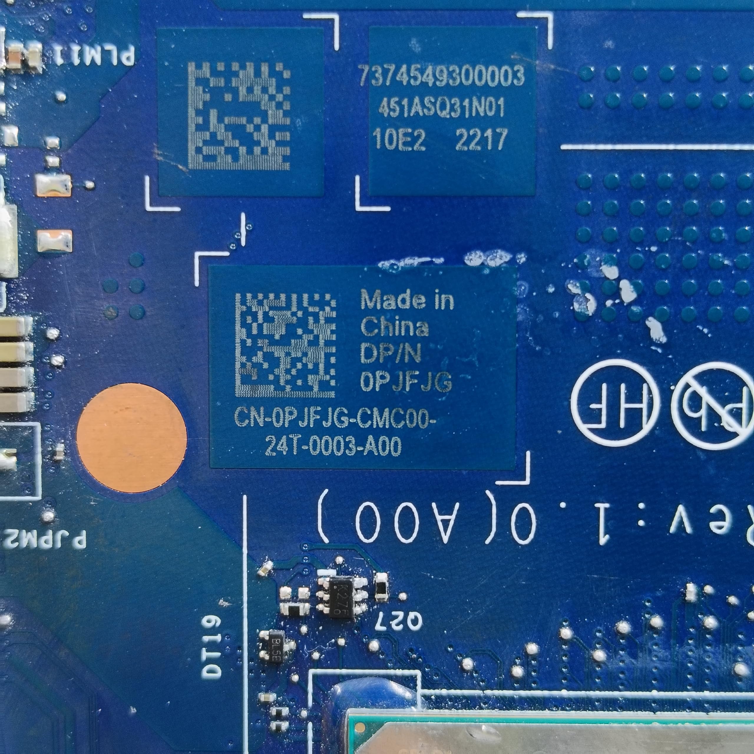 Substituição para placa mãe Dell Alienware M15 R7 HDQ50 LA-L651P 
