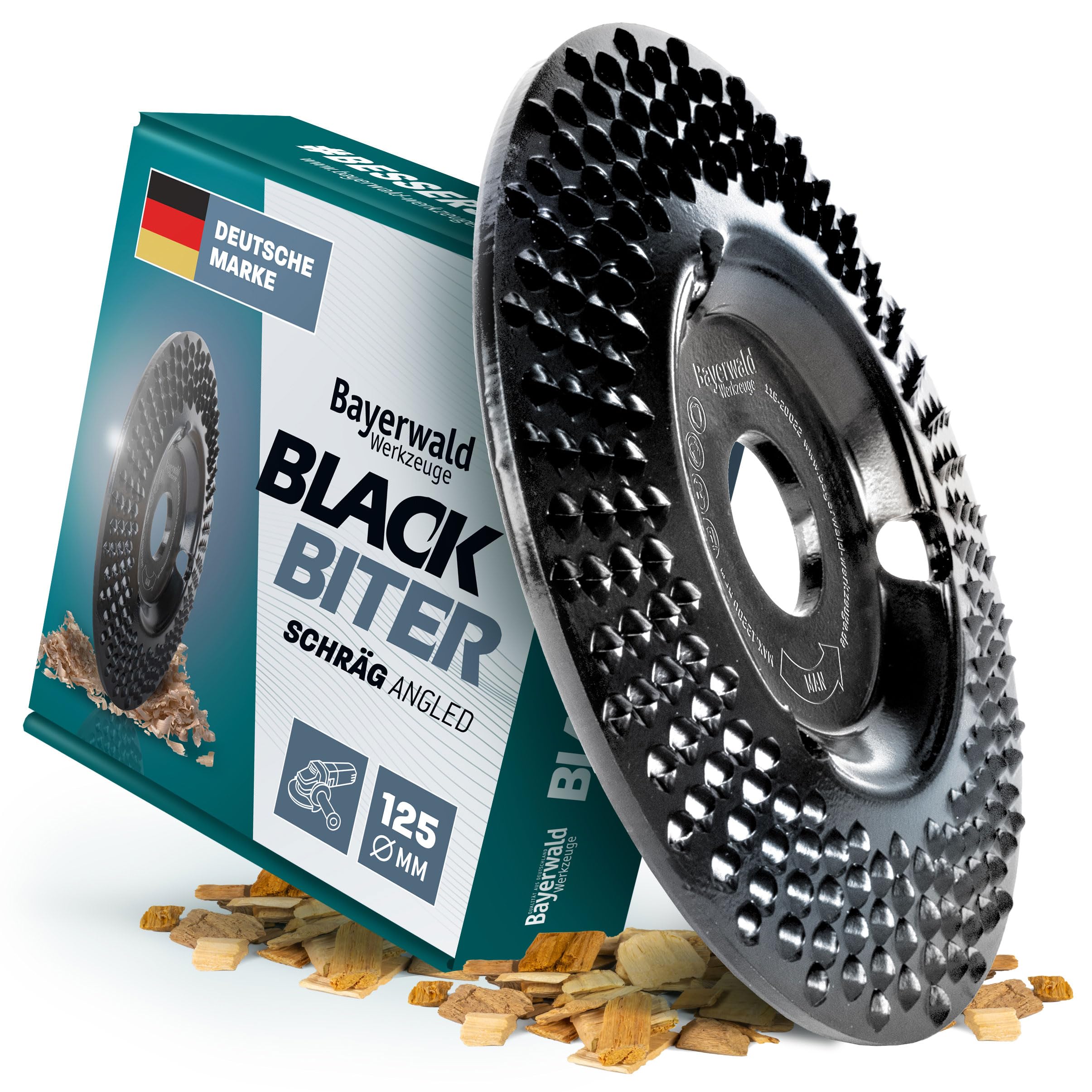 Bayerwald "Black Biter" - disco per raschiare - Ø 125 mm x 22,2 mm | levigatura rapida e grossolana di legno e materiali a base di legno | per smerigliatrici angolari